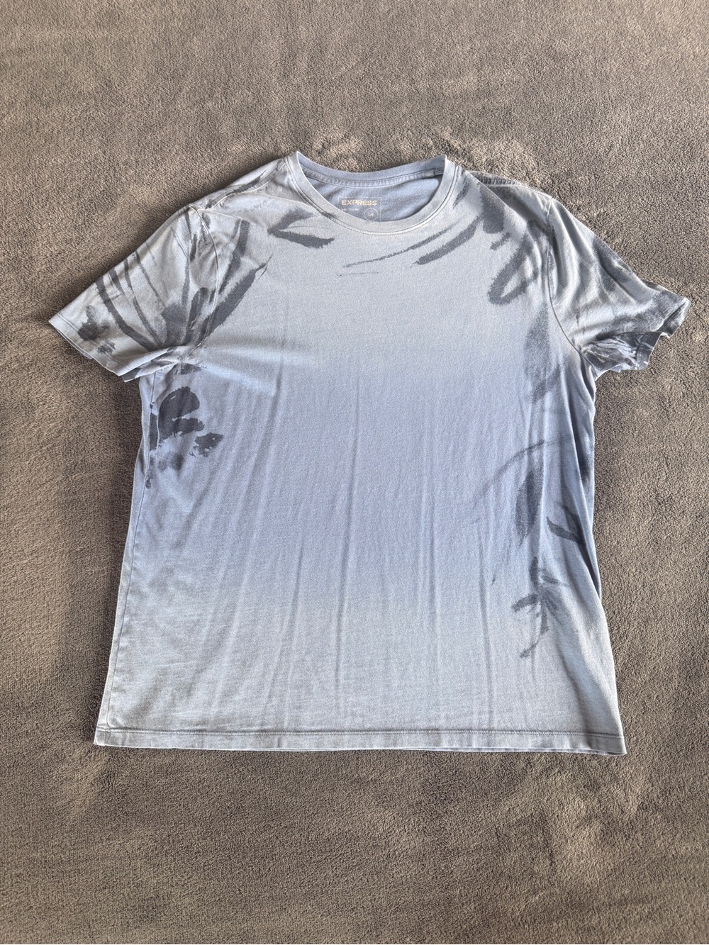 Express Light Blue Tee with Gray Tie-Dye Accents